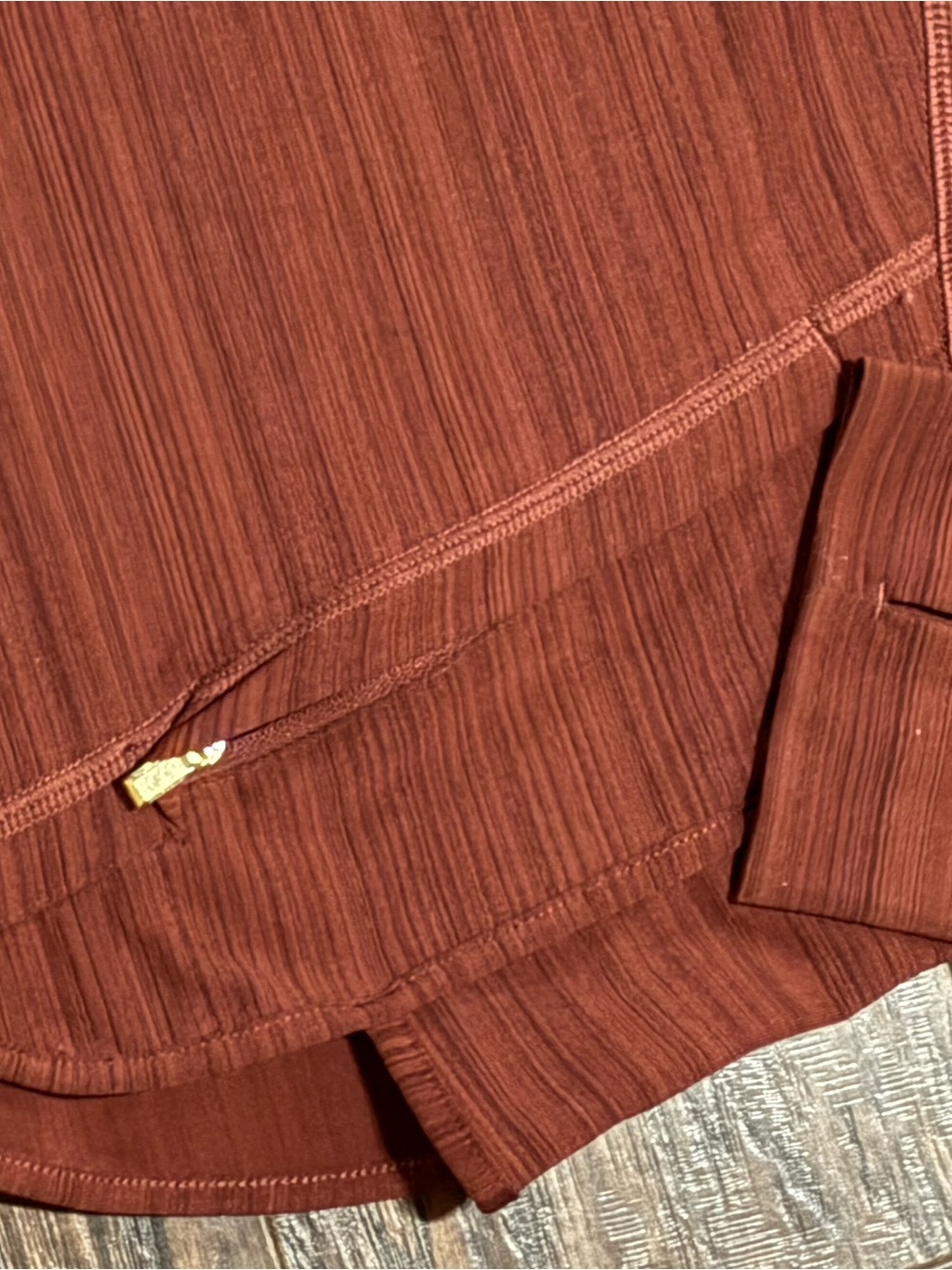 Athleta Rust Red Zip Hoodie Jacket with Gold Zipper - Picture 4 of 6